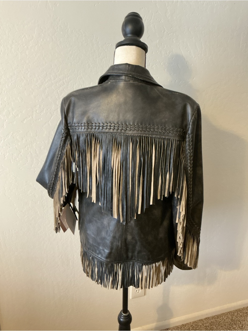 Scully Brown Leather Fringe Jacket with Tan Fringe - Picture 3 of 9